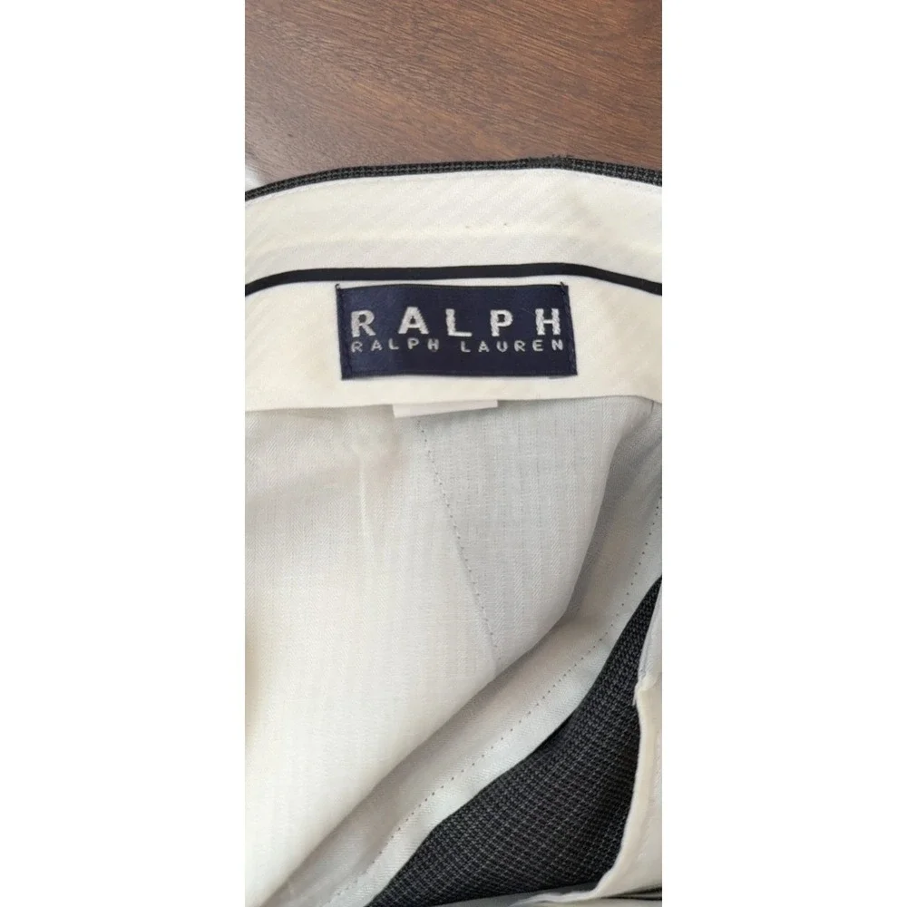 Ralph Ralph Lauren Mens Gray Micro Check Pleated Cuffed Dress Pants 38W‎ x 29L